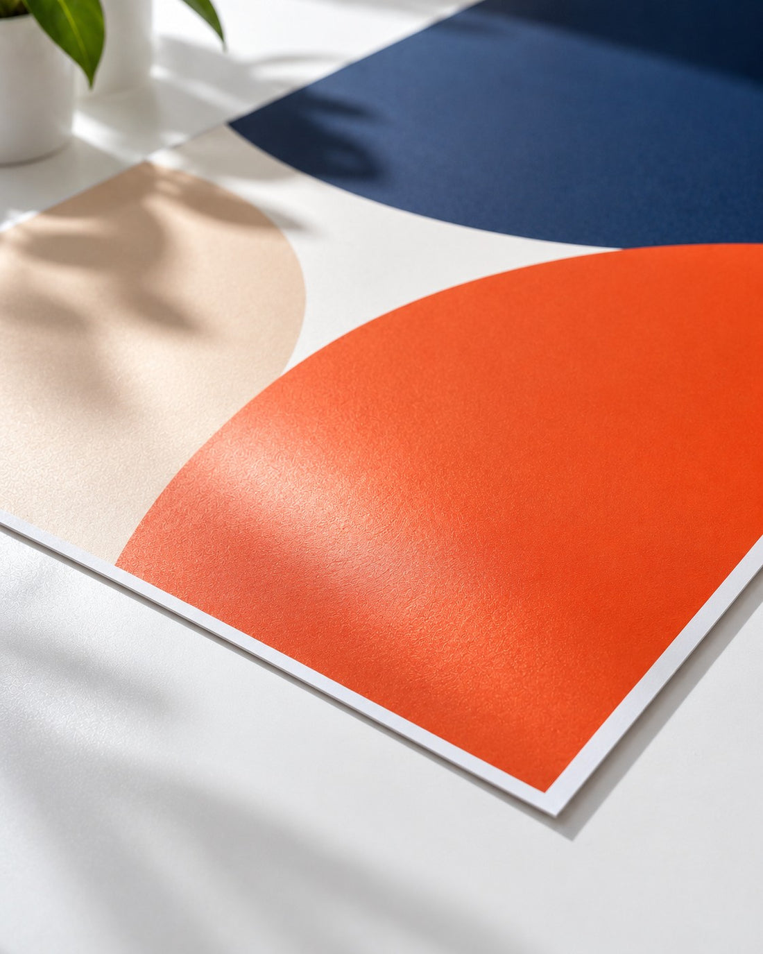 Close-up of an A3 poster print on silk paper