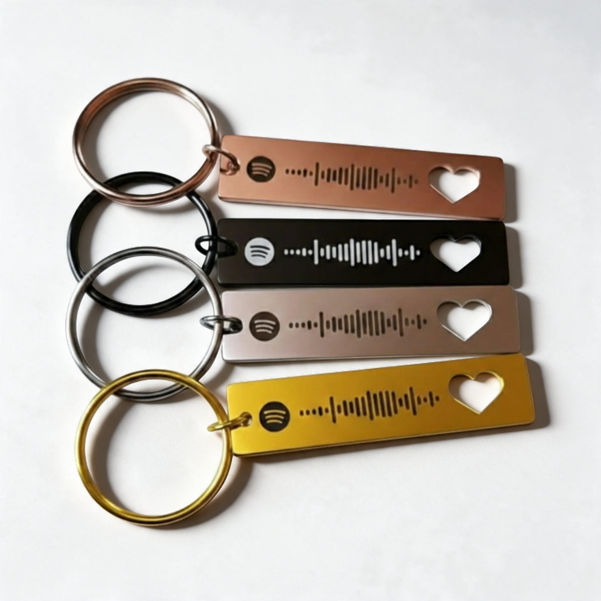 Personalised Scannable Heart Cut Keychain – engraved keyring
