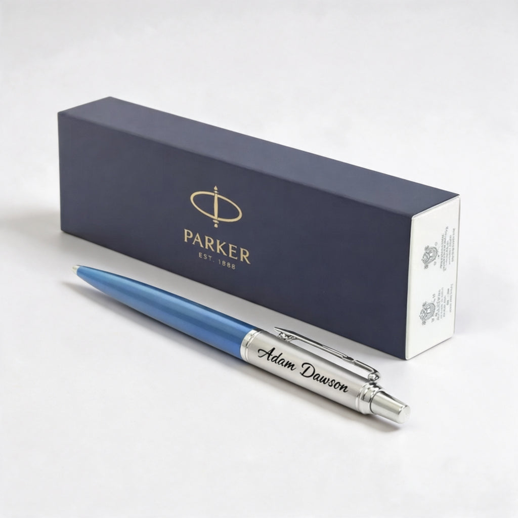 Personalised Parker Jotter ballpoint pen in blue