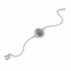 Silver fingerprint bracelet with a round disc engraved with a real fingerprint