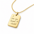 Custom engraved handwriting necklace in gold