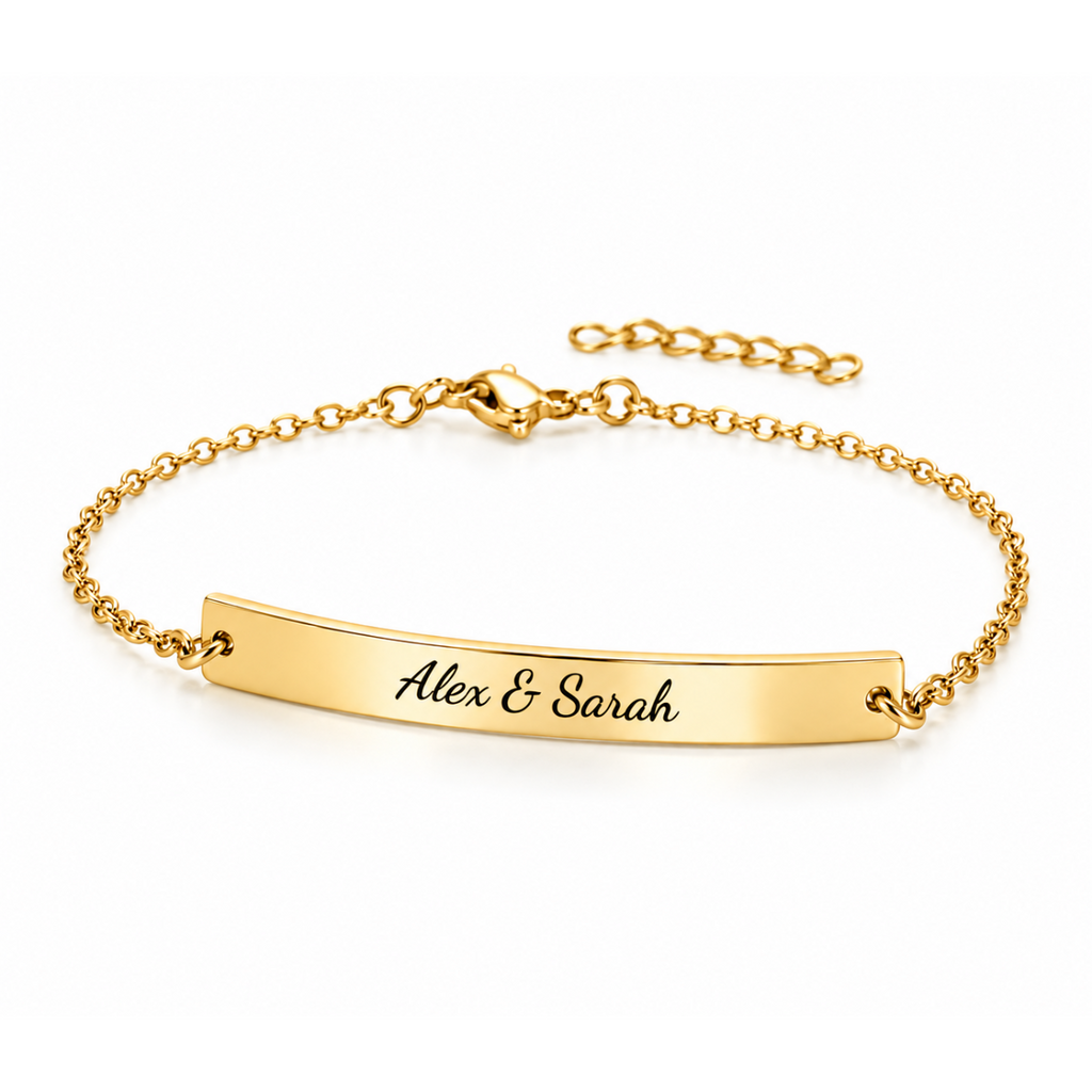 Personalised name bracelet in gold