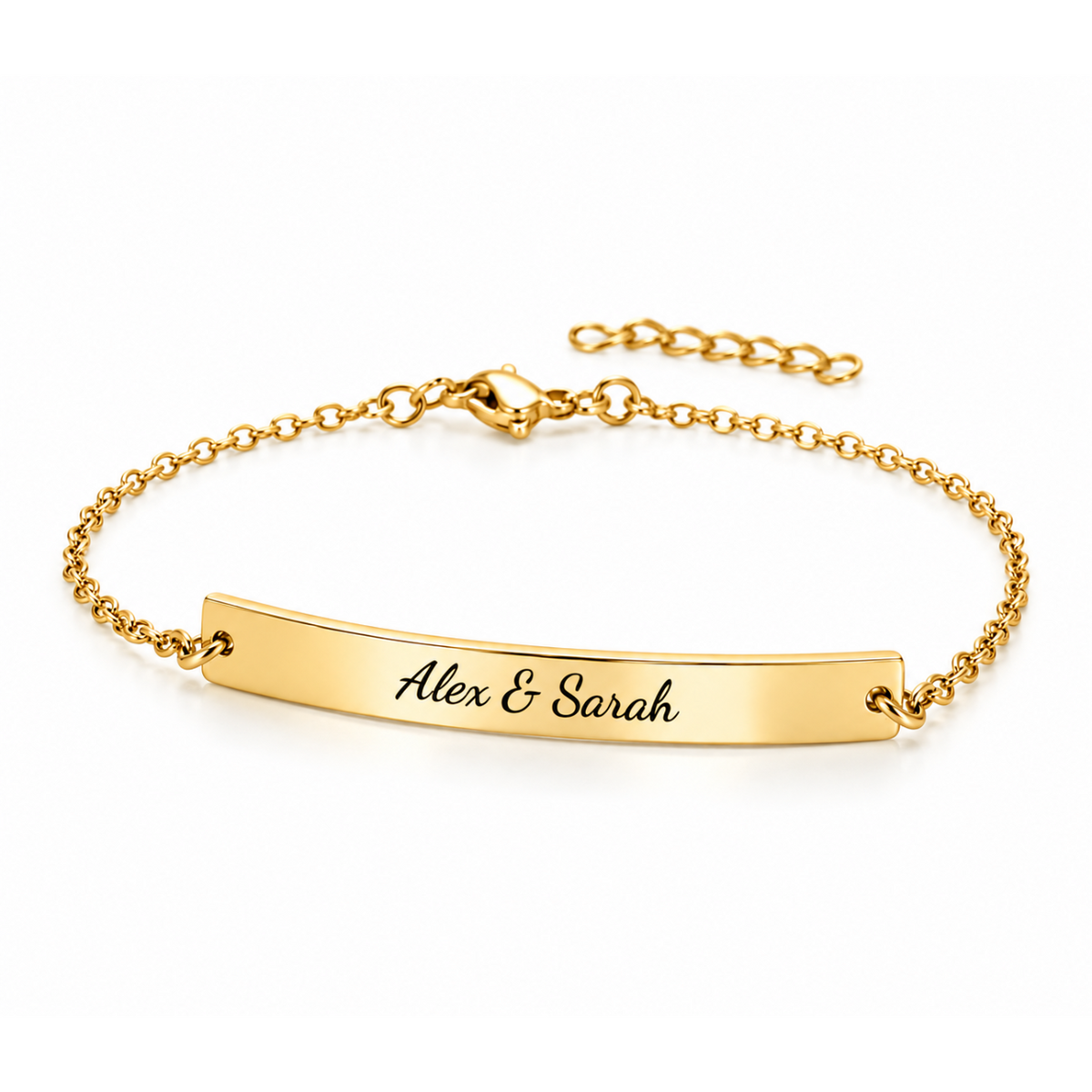 Personalised name bracelet in gold