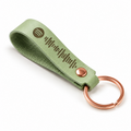 Personalised mint leather loop keychain with engraved music code