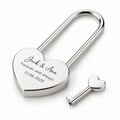 Personalised engraved heart love lock with key in polished silver - studio-main