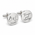 Forever and Always personalised round cufflinks in polished silver