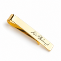 Personalised gold tie clip with handwritten signature engraving