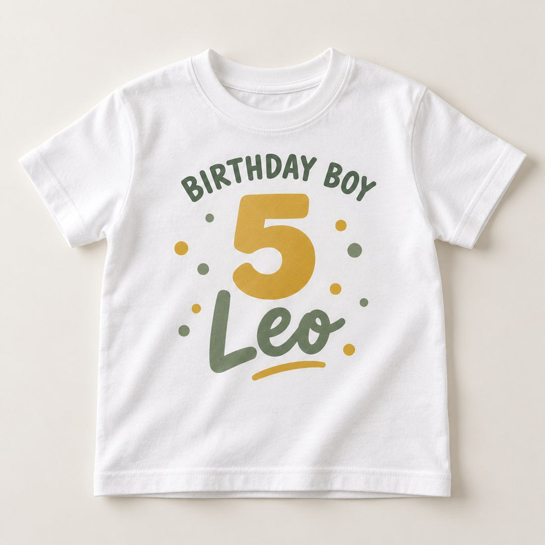 Personalised kids Birthday Boy t-shirt with name and age 5