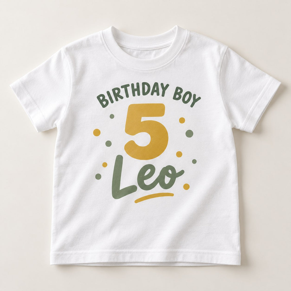 Personalised kids Birthday Boy t-shirt with name and age 5