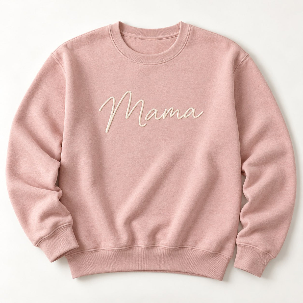 Personalised pink sweatshirt with embroidered-look Mama script on the chest