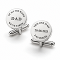 Of all the walks personalised silver cufflinks for Dad, engraved with wedding date