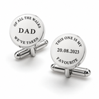 Of all the walks personalised silver cufflinks for Dad, engraved with wedding date