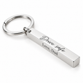 Personalised four-sided silver bar keychain engraved Drive safe, Love Dad