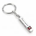 Personalised silver bar keychain with birthstone, engraved memorial message