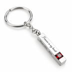 Personalised silver birthstone bar keychain with engraved memorial message - studio-main