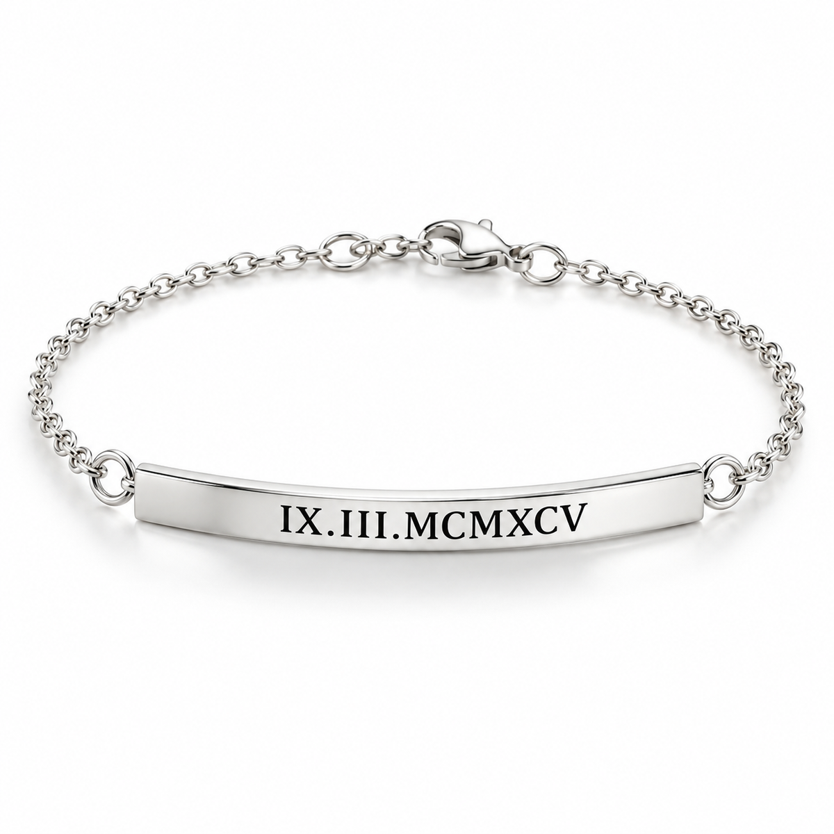 Personalised silver bar bracelet for women - studio-main