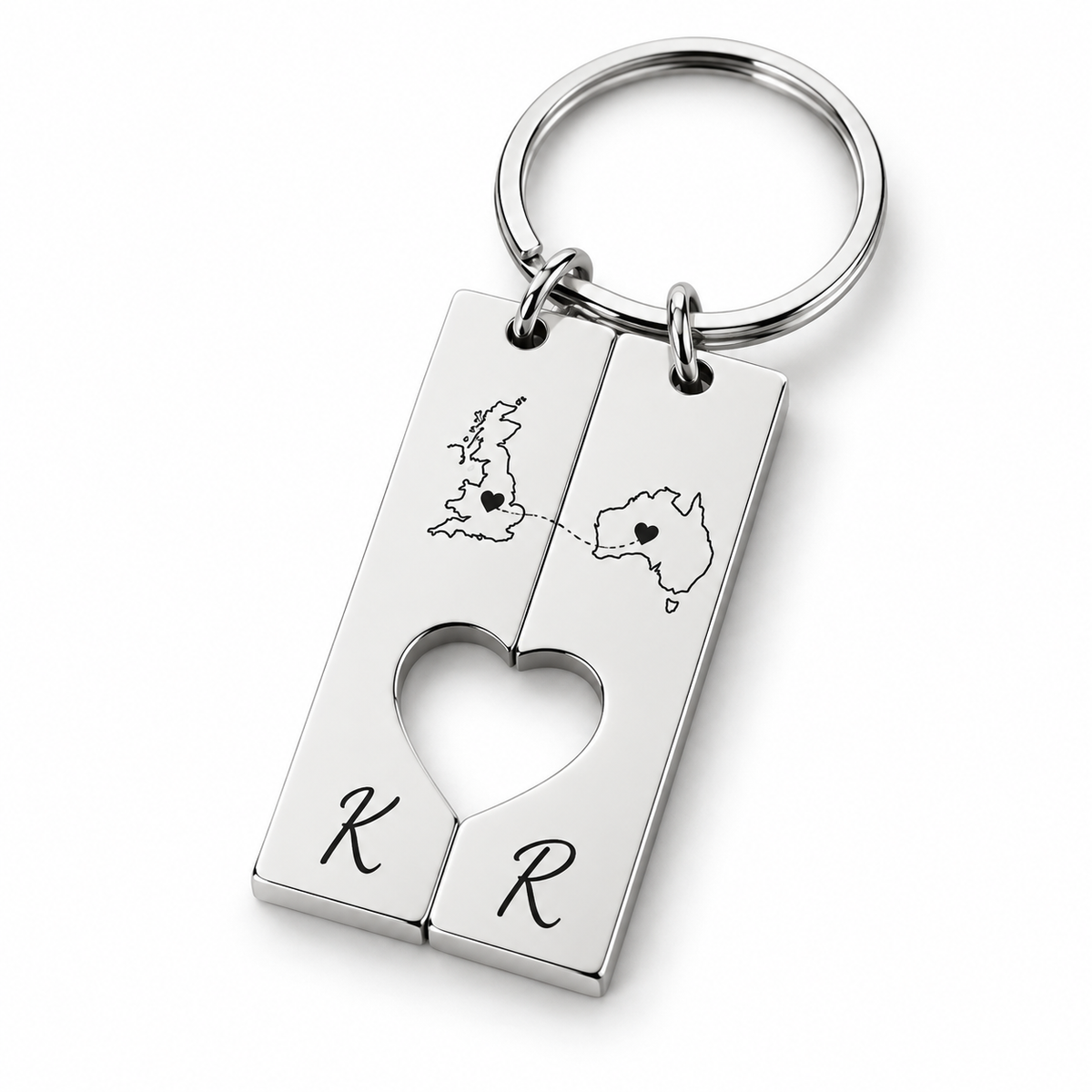 Personalised silver country heart keyring set - studio-main