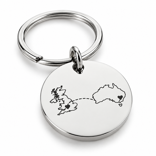 Personalised silver country map keyring - studio-main