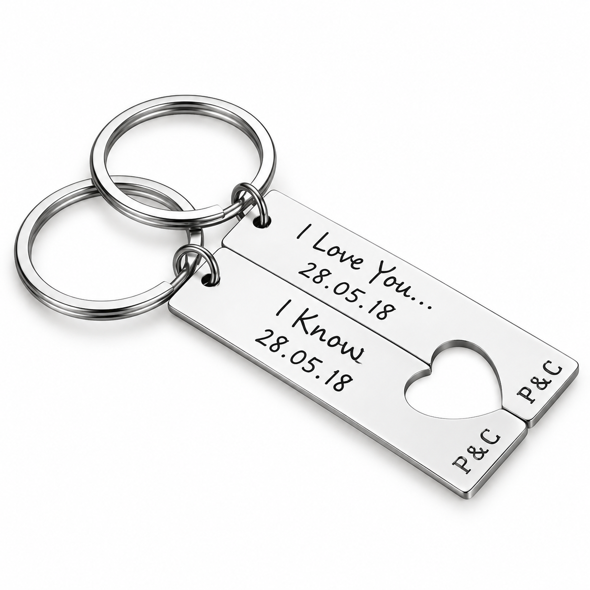 Personalised silver couples keyring set - studio-main