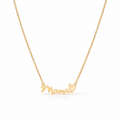 Personalised gold Mama script necklace with heart