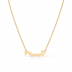 Personalised gold Mama script necklace with heart