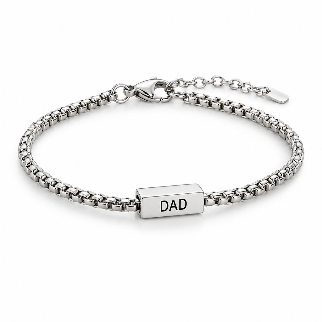Personalised silver men's bracelet engraved bar - studio-main