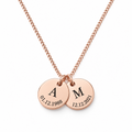Personalised rose gold initial and date disc necklace