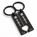 Personalised matching black Spotify code heart keychain pair for couples