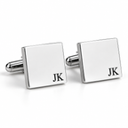 Personalised silver square cufflinks engraved with JK initials