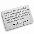 Personalised engraved silver metal wallet card with love message