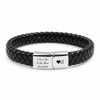 Personalised braided leather bracelet silver clasp - studio-main