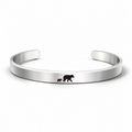 Personalised silver cuff bracelet with engraved mama bear and cub