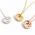 Personalised Russian ring necklaces with engraved names in silver, gold and rose gold