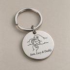 Personalised dad mum keychain on a greige surface