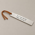 Personalised bookmark on a greige surface