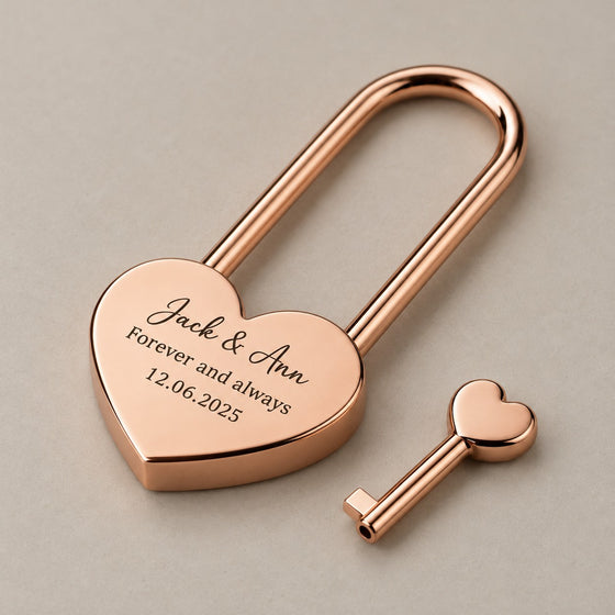 Engraved Heart Love Lock with Key
