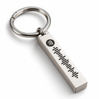 Personalised Spotify scannable bar keyring in stainless steel