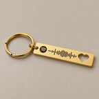 Gold Spotify scannable keyring on a neutral surface