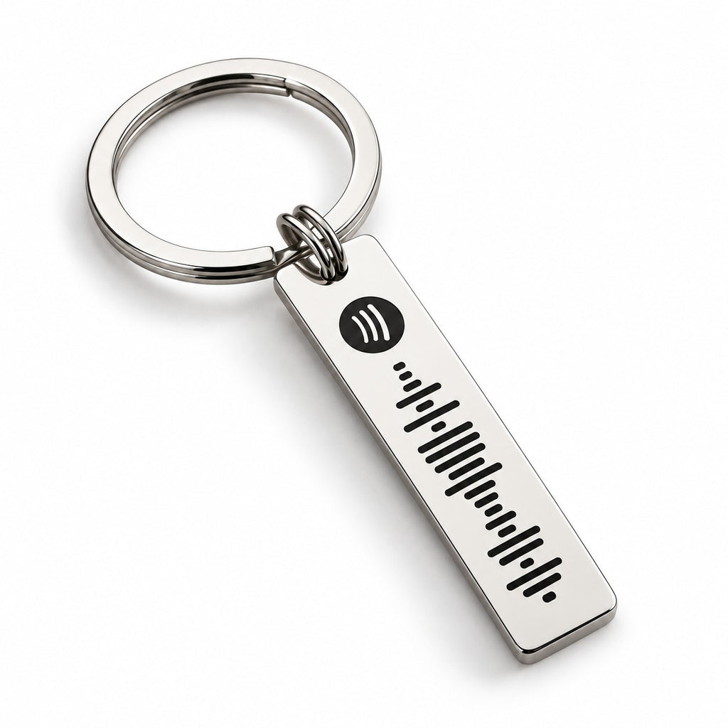 Personalised Spotify scannable keyring in stainless steel
