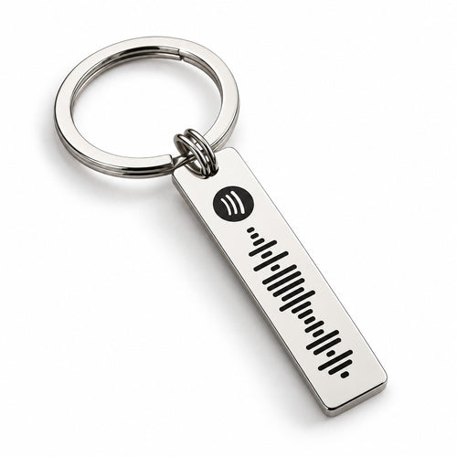 Personalised Spotify scannable keyring in stainless steel