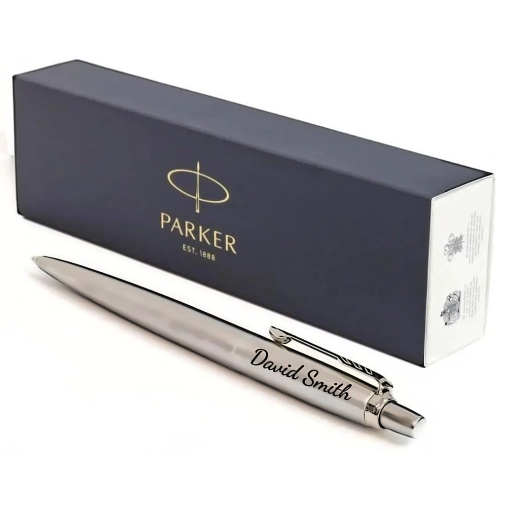 Personalised Parker Jotter pen in stainless steel with Parker gift box