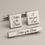 Personalised cufflinks and tie clip set