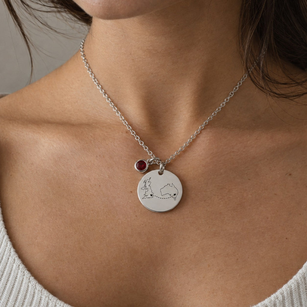 Personalised country necklace worn
