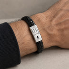 Personalised Braided Leather Bracelet worn on the wrist