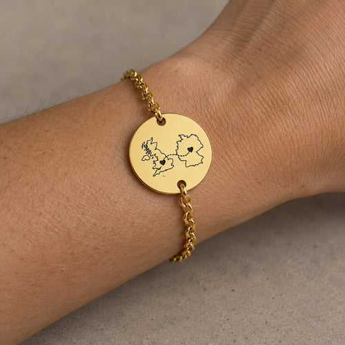 Personalised Two Countries Bracelet worn on the wrist