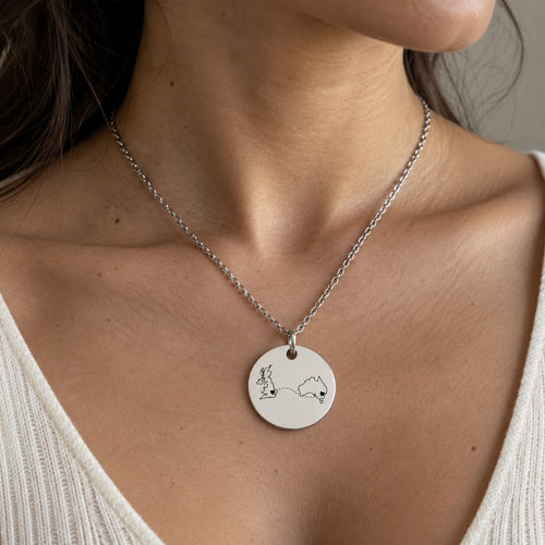 Personalised country necklace worn