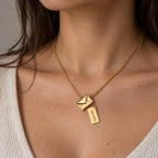 Personalised necklace worn on neck