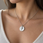 Personalised necklace worn on neck