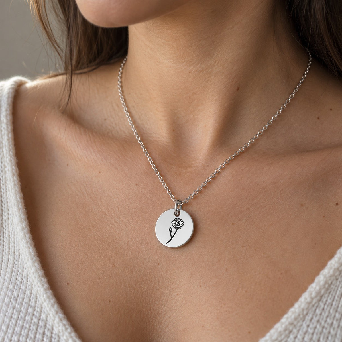 Personalised necklace worn on neck