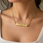 Personalised 3D Bar Necklace worn on the neck